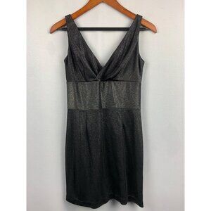 Patricia Field Black Shimmer Dress Size 4 V-Neck Sleeveless Back Zip Polyester B